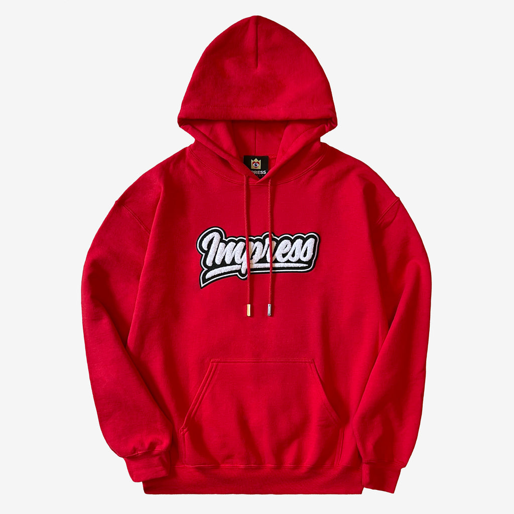 Fire Engine Red Hoodie with Chenille Logo