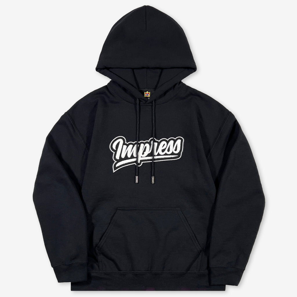 Midnight Black Hoodie with Chenille Logo