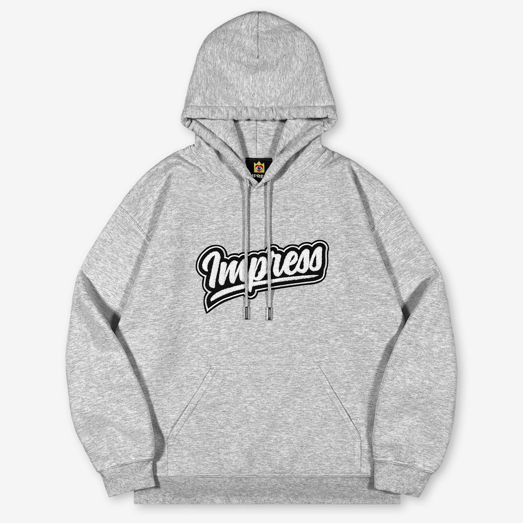 Locker Room Grey Hoodie with Chenille Logo